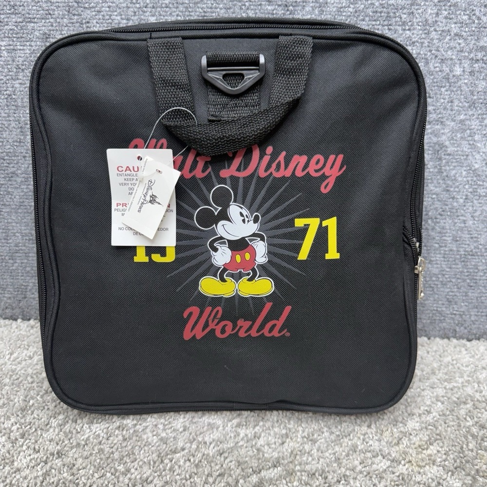 Walt Disney World‎ 1971 Mickey Mouse Black Duffel Bag Gym Tote Collapsible